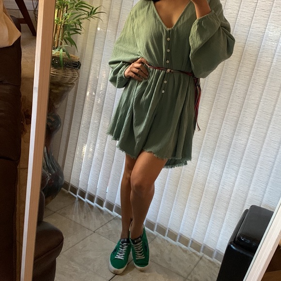 Zara Oversized Rustic Romper w/ rope belt Green Size S - Picture 13 of 17